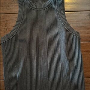 Aerie Women's Gray Ribbed Crop Top